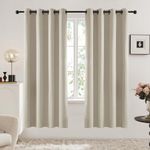 Deconovo Bedroom Blackout Curtains, Living Room Darkening Curtains 2 Panels and Darpes, 52W x 63L Inch, Window Treatments Kids Nursery Curtains Thermal Curtains Light Beige