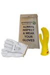 National Safety Apparel Class 0 Yellow Rubber Voltage Insulating Glove Kit with Leather Protectors, Max. Use Voltage 1,000V AC/ 1,500V DC (KITGC0010Y)