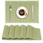 HOKIPO Reversible Bamboo Placemats Set of 6 Table Mats, 45x30 cm, Green (AR2815)