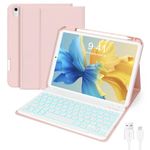 Eocean iPad 10th Gen Keyboard Case, iPad 10.9 inch 2022 Case with Keyboard, Detachable Keyboard Case for iPad 10th Gen, 7 Colors Backlit, 2 Bluetooth Channels, Smooth Stain Resistant Cover, Pink