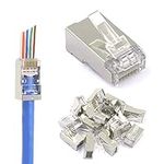 VCE Shielded RJ45 Pass Through Connectors Cat6 50-Pack, Ethernet Crimp Modular Plug for Cat6/Cat5/Cat5e STP & UTP Network Cable,Interference-Resistant