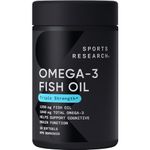 Sports Research Omega-3 Wild Alaskan Fish Oil (1250mg per Capsule) with Triglyceride EPA & DHA | Heart Brain & Joint Support | IFOS 5 Star Certified Non-GMO & Gluten Free - 30 Count…