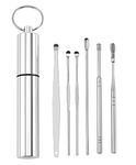 Alark Portable Stainless Steel Spiral Ear Cleaning Ear-Picker Tool Set 6-Piece Cleaner Earpick Pick Digging Adult and Children Picking Tools Keychain Set of (1)