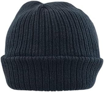 Faith & Sarah Kids Baby Beanie Hat Boy Girl - Fleece Lined - Knitted Baby Cap Navy Blue 12-18 Months