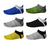 6 Pack Men No Show Toe Socks Cotton Low Cut Athletic 5 Finger Mesh Wicking