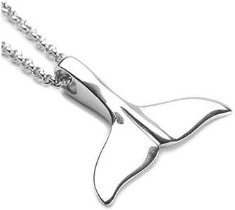 LZD Stainless Steel Pendant Necklaces Pendant Lobster Clasps Whale Tail 21.6" P370, Metal