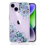 KEXAAR Compatible with iPhone 14 Case with Flowers, for Girly Women, Shockproof Clear Purple Floral Pattern Slim Anti-Yellow Hard Back Protective Cover,6.1 Inch 2022 (EdenLuv 14)