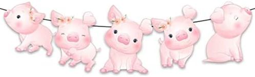 Pig Farm Animals Birthday Banner Barnyard Pigs Animals Party Supplies Baby Shower | Birthday Decorations for Farm Animals