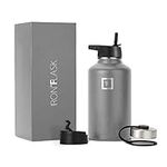 Insulated Water Bottle with Straw Lid - 64oz (Half Gallon / 2L) - Cold 24hrs & Hot 12hrs Drinks - Vacuum Leakproof Double Walled Stainless Steel - Travel Sports Gym Camping & Hiking Hydration Flask