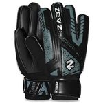 ZABZ Goalkeeper Gloves Non-slip Latex Material Soccer Goalie Football Goalkeeping Gloves Wrist Protection For Kids Youth and Adults (Grey, Size 4 - Suitable for 6-9 Years)