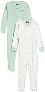Amazon Essentials Disney | Marvel | Star Wars Pigiami con Piedi Attillati in Cotone Unisex Ragazzi, Pacco da 2, Verde, Star Wars Il Bambino, 2 Anni