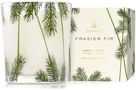 Thymes Frasier Abete Heritage, candela versata – design in barattolo con aghi di pino – Candela profumata con note di abete siberiano, legno di cedro e legno di sandalo – Fragranza per la casa di