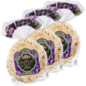 Toufayan Garlic Tandoori Naan | Non-GMO and Vegan (3 Pack, 12 Flatbreads Total)