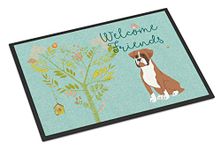 Caroline's Treasures BB7582MAT Welcome Friends Flashy Fawn Boxer Indoor or Outdoor Mat 18x27, 27" L x 18" W, Multicolor