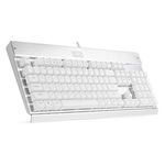 Eagletec KG010 Mechanical Keyboard Wired Ergonomic Brown Switches Equivalent for Office PC Home or Business (White Keyboard Not Backlit)