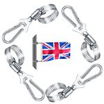 LJAPPLIED 4 Pcs Flag Pole Mounting Ring Clips, Flagpole Mounting Rings, Stainless Steel Flapole Mounting Fastener Rings with 4 Pcs Carabiners Hooks for Outdoor Flag Pole Replacement