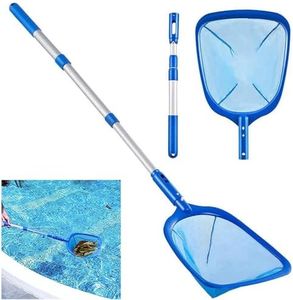 Pool Skimmer Net with 17.5-35” Telescopic Pole, 3 Section Pole, Fine Mesh Net for Cleaning Pool Liners, Spas, Ponds, and Kids Inflatable Pool