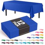 12-Pack Premium Plastic Tablecloth 54in. x 108in. Rectangle Table Cover - Dark Blue