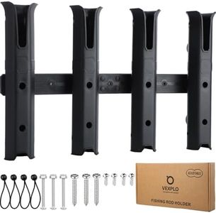 VEXPLO Adjustable Fishing Rod Holders for Boat Golf Cart Garage Kayak Crate Cooler Wagon RV, 4 Tube Wall-Mounted Boat Fishing Pole Holder