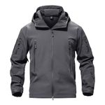 TACVASEN Men's Casual Lightweight Army Military Tactical Softshell Fleece Jacket Gray,M