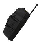 JCB - Men's Wheeled Holdall Duffle Bag - Black - Water-Resistant PU Base - Retractable Trolley Handle - Max. Capacity of 70L - Strong & Tough Travel Bag, 1,000 Denier Polyester