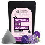 the tea trove Blue Butterfly Pea Flower Lavender Tea Bags - 30 Eco-Friendly Lavender Tea For Sleep In Resealable Pouch - Caffeine Free Blue Pea Flower For Iced Teas,Coolers,Cocktails|Pack Of 1,30 Gram