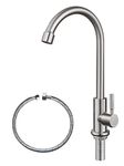 Cold Water Only Tap SUS304 Stainless Steel Faucet for Kitchen Sink,Brushed Nickel Campervan Tap High Arc Single Handle (Brushed Nickel)