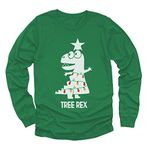 Tree Rex Cute Funny T-Rex Dinosaur Christmas Toddler Kids Long Sleeve T-Shirt 5/6 Green