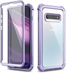 Dexnor Case for Samsung Galaxy S10 Plus S10+ 360 Full Body 3 Layers Protection Cover Shockproof Bumper Crystal Clear Slim Anti-Scratch Back Panel with Built-in Screen Protector - Purple