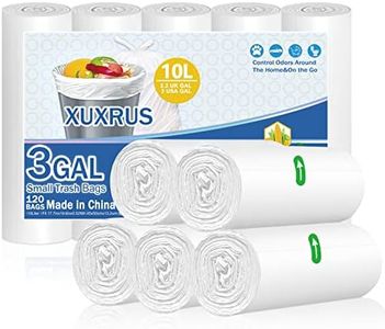 XUXRUS Bathroom Small Trash Bags 3 Gallon Garbage Bags for Home Office,Bathroom,120 Count,White ,Fits 2-3 Gallon Bins (3 Gallon(120 Count))