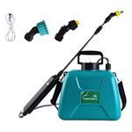 Wadoy Electric Weed Sprayer, 1.35 Gallon Battery Powered Garden Sprayer with 3 Mist Nozzles, Potable Water Pump Sprayer with Adjustable Telescopic Wand, USB Rechargeable Handle