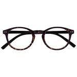 OPULIZE Zen Reading Glasses Cool Round Frame Spring Hinges Scratch Resistant Shiny Dark Brown Tortoiseshelll Mens Womens R24-2 +1.00