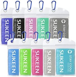 Sukeen Cooling Towel Instant Evaporative Cooling,Snap Cooling Towel for Sports,Yoga,Golf,Gym,Neck,Workout and More(40”x 12”) (10pack Color Mix-1)