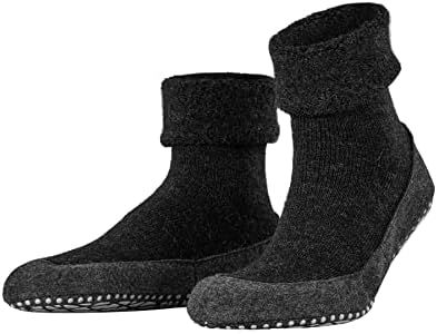 FALKE Men's Cosyshoe Slipper Socks, Cozy Warm, Merino Wool, Thick House Socks for Winter and Fall, Grips On Sole, Grey (Anthracite Melange 3080), 9.5-10.5, 1 Pair