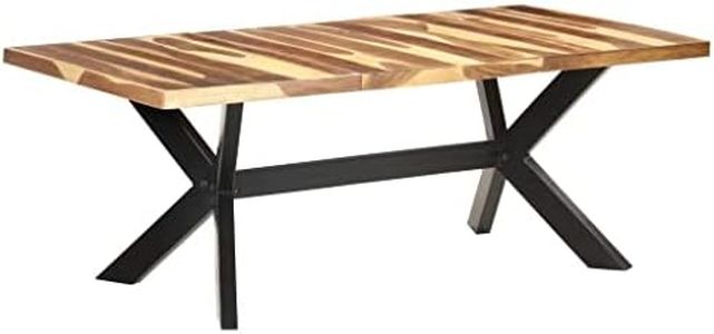 vidaXL Industrial-Style Dining Table - Solid Acacia and Rubberwood with Honey Finish, Steel Legs, Handcrafted, 200 x 100 x 75 cm