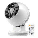 IRIS USA Medium WOOZOO Oscillating 7-in-1 Vortex Fan with Remote and Timer Function, Tabletop Air Circulator Fan with 3 Speed Settings and 46 Ft Max Air Distance, White