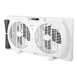 Comfort Zone 9" Twin Window Fan, 3-Speeds with Quiet Setting, Reversible Airflow Control, Expandable, Ideal for Home, Kitchen, Bedroom & Office, CZ319WT2