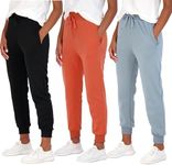 Real Essentials Womens Fleece Jogger Women Running Bottoms French Terry Running Sports Yoga Lounge Active Ladies Warm Sweatpants Joggers Pants Casual Athletic Pockets, Set 10, XXL, Pack of 3