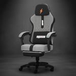 DROGO Ergonomic Gaming Chair with Breathable Fabric, Armrests, Adjustable Neck & Massager Lumbar Pillow | Computer Chair for Study | Office Chair for Work from Home with Footrest & Recline (Grey)