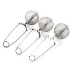 3 Pack Mesh Snap Ball Tea Strainer with Handle for Loose Leaf Tea and Mulling Spices Stainless Steel Tea Infuser Tea Filter