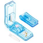 Pill Tablet Cutter for Small or Large Pills, Pill Splitter with Blade for Pills and Tablets Cut in Half Quarter (Blue)