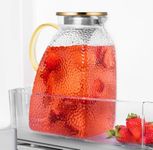 Glass Pitcher With Lid For Fridge, 2 Liter 68 oz Glass Pitchers With Handle And Lid, 0.53 Gallon Glass Tea Pitcher Jug Carafe, Water Pitcher With Lid for Hot/Cold Water Iced Juice Coffee Milk Fruit