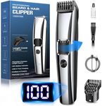 Beard Trimmer Men, Hair Clippers Men Electric Shavers with Zoom Wheel(1-10mm), Cordless Hair Clippers with Battery Indicator,Electric Razor USB Rechargeable Facial Hair Trimmer,Body Hair Grooming Kits