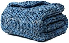 YnM Weighted Blanket, Handmade Chunky Knitted Design, Soft and Cozy, Temperature Regulating and Breathable, Machine Washable Throw for Sleep or Home Decor (Dark Blue Tie-Dyed, 80x87 Inch, 25lbs)