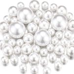 NOTCHIS 150PCS White Floating Pearls Beads for Vases, No Hole Highlight Pearl Bead Vase Fillers for Centerpieces, 30mm, 20mm, and 14mm, DIY Your Weddings, Baby Showers, Birthday Party Centerpieces