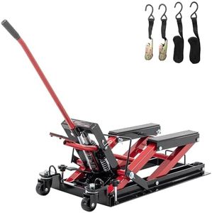 BouPower Hydraulic Motorcycle Lift Jack, Portable Motorcycle Scissor Lift Table with 4 Wheels, 1500 Lbs Capacity 4.5"-15" Lifting Range, for ATV Utv Powersports Red