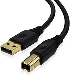 USB Printer Cable,6FT USB A to USB B Scanner Printer Cable USB 2.0 Printer Cable USB-A to USB-B Long Cord High Speed Cable for Samung HP Brother DeskJet Envy Canon Dell Epson Xerox Lexmark Piano DAC