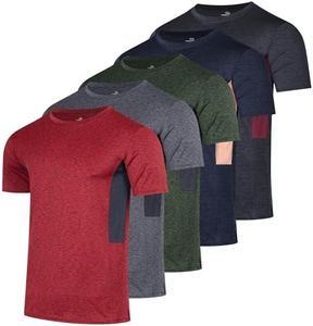 5 Pack: Boys Girls Active Athletic Quick Dry Dri Fit Short Sleeve T-Shirts Crew Neck Tops Teen Gym Undershirts Tees Youth Basketball Clothes Moisture Wicking Tshirt-Set 4,Large (12-14)