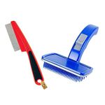 Foodie Puppies Combo of Slicker Brush and Flea Comb for Dogs and Cats (Blue Slicker and Flea Comb Small) Grooming Cum Slicker Brush and Safety from Mites/Lice/Ticks/Fleas