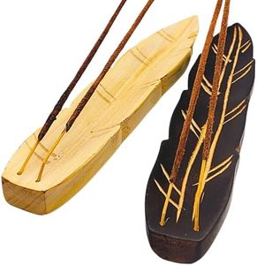 Calmveda Handmade Wooden Incense Holder - Pack of 2 Incense Holder for Sticks | Double Coloured Leaf Shaped Insence Trays | Natural Mango Wood Insence Holder for Relaxation and Meditation (10 Inch)